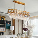 DecorBites™ Modern Gold Crystal Rod Island Pendant Light - 10 Heads, Oval Suspension Design