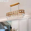 DecorBites™ Modern Gold Crystal Rod Island Pendant Light - 10 Heads, Oval Suspension Design