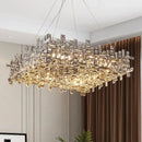 Modern gold crystal pendant chandelier dining room layered light