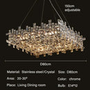 Modern gold crystal pendant chandelier dining room layered light