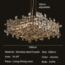 Modern gold crystal pendant chandelier dining room layered light