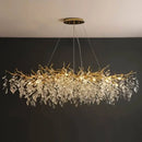 Modern gold crystal pendant chandelier living room luxury leaf light