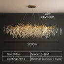 Modern gold crystal pendant chandelier living room luxury leaf light