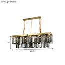 DecorBites™ Modern Gold Dining Room Island Pendant Light with 10 Crystal-Cut Shades - 23.5"/31.5" Wide
