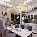 DecorBites™ Modern Gold Crystal Pendant Light Fixture with 8 Heads for Living Room
