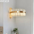 Modern gold crystal prism wall sconce led flush mount bedroom light