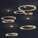 Modern gold crystal ring ceiling lamp for living room
