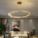 Modern gold crystal ring ceiling lamp for living room