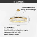 Modern gold crystal ring chandelier dining room pendant light