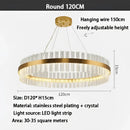 Modern gold crystal ring chandelier dining room pendant light