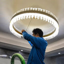 Modern gold crystal ring chandelier dining room pendant light