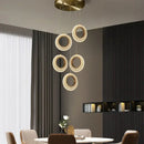 Modern gold crystal ring led chandelier kitchen hanging lamp