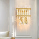 Modern gold crystal rod cube shade wall sconce living room light type