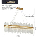 Modern gold crystal rod round chandelier living room light