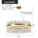 Modern gold crystal rod round chandelier living room light