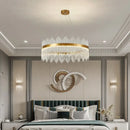 Modern gold crystal rod round chandelier living room light