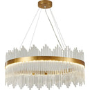 Modern gold crystal rod round chandelier living room light