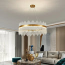Modern gold crystal rod round chandelier living room light