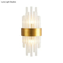 Modern gold crystal rod wall sconce living room 110v-120v light
