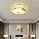 Modern gold crystal round ceiling light bedroom lotus decor