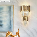 Modern gold crystal sconce light bedroom 110v-120v tiered wall lamp