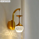 Modern gold crystal shade wall light bedroom sconce
