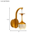 Modern gold crystal shade wall light bedroom sconce