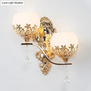 Modern gold crystal shade wall sconce light fixture bedroom lamp