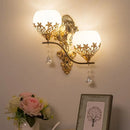 Modern gold crystal shade wall sconce light fixture bedroom lamp