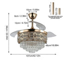 Modern gold crystal smart ceiling fan – living room chandelier