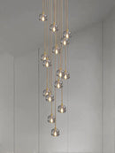 Modern gold crystal stainless steel staircase chandelier living room