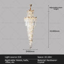 Modern gold crystal stair chandelier living room cascading light