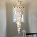 Modern gold crystal stair chandelier living room cascading light