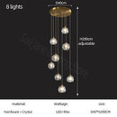 Modern gold crystal stair football shaped chandelier stairwell light