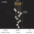 Modern gold crystal stair football shaped chandelier stairwell light