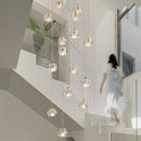 Modern gold crystal stair football shaped chandelier stairwell light