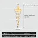 Modern gold crystal stair long chandelier living room light