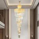 Modern gold crystal stair long chandelier living room light