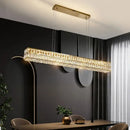 Modern gold crystal steel led pendant light for dining room