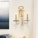 Modern gold crystal strand wall mounted candle sconce bedroom light