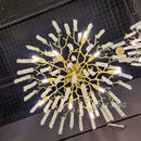 Modern gold crystal tassel chandelier dining room pendant light