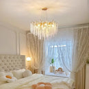 Modern gold crystal tassel chandelier dining room pendant light