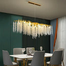 Modern gold crystal tassel chandelier dining room pendant light