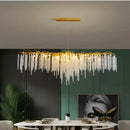 Modern gold crystal tassel led pendant light dining room chandelier