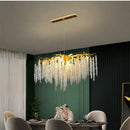 Modern gold crystal tassel led pendant light dining room chandelier