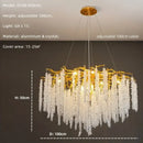 Modern gold crystal tassel led pendant light dining room chandelier