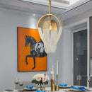 Modern gold crystal tassels led chandelier dining room light