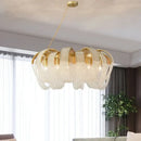 Modern gold crystal tassels led chandelier dining room light