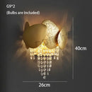 Modern gold crystal tassles pendant light for living room