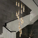 Modern gold crystal tear drop chandelier staircase pendant light